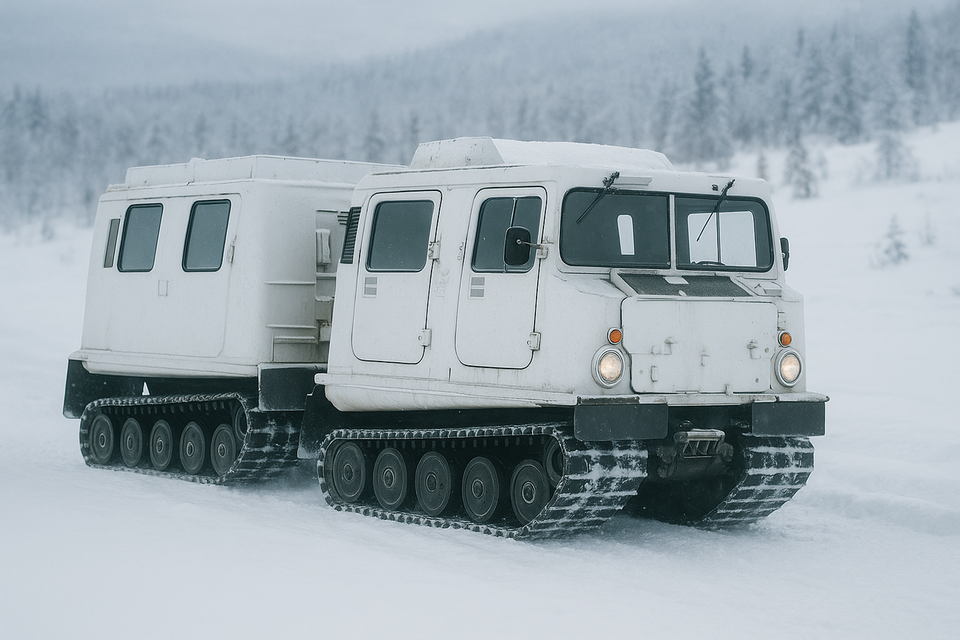 This type of band vehicle will be equipped with an AI driver and tested on snowmobile trails this winter. Photo: Fyra Punkter